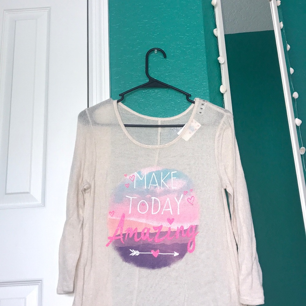 NWT JUSTICE longsleeve tee with an image & wording